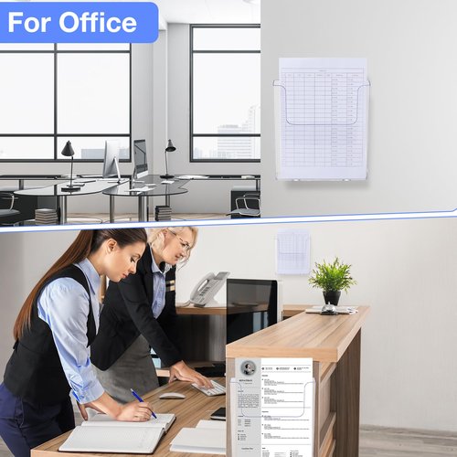 Ripeng 4 Pcs Brochure Holder 8.5 x 11 Inch Wall Mount Flyer Holder Acrylic Literature Clear Magazine Wall Display Hanging Envelope Display for Pamphlet File Home Office Supplies