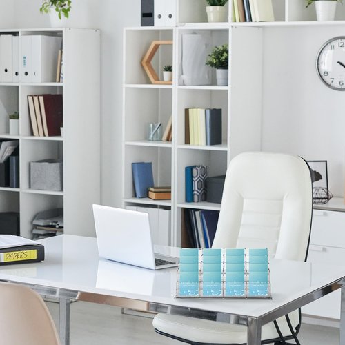 Seajan Acrylic Business Card Holder for Vertical Display, 16 Slot 4 Tier Clear Business Card Stand Multiple Business Card Display Organizer for Exhibition Home Office Supply