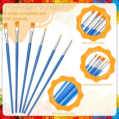 Zonon 120 Pcs Painting Set with Easels Includes 12 Wood Easels 24 Painting Canvas 72 Nylon Hair Brushes and 12 Plastic Palettes with Thumb Hole Art Painting Supplies Kit for Adults (7" X 9.5")