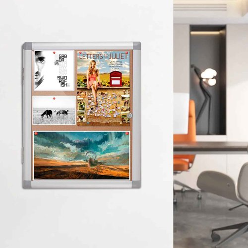 YOKUGO 20"x16" Outdoor Bulletin Board Weatherproof, Aluminium Frame Enclosed Bulletin Board with Locking Door, Tamper-Proof Dispaly Case Lockable Corkboard for School, Office, Hospital, Store