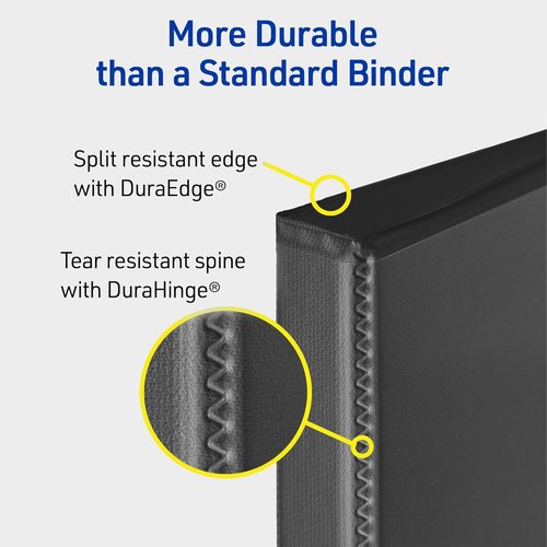 Avery Durable View 1-Inch Slant Ring Binder - 250 Sheet Capacity, Customizable Clear Covers, Black