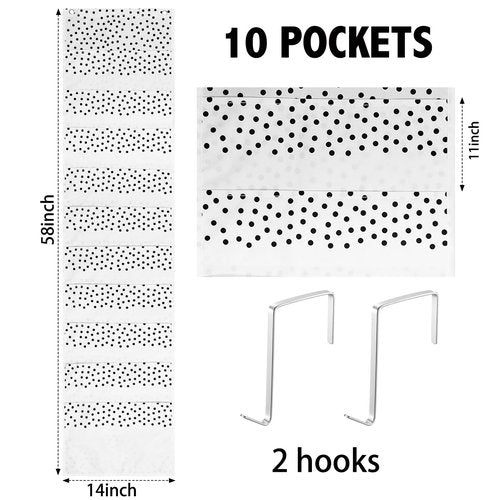 MotiMind 10 Pockets Wall Hanging File Folders File Storage Pocket Chart for Classroom Hanging Wall Organizer with 2 Over The Door Hangers, 58" x 14" for School Classroom Office Home(Boho)