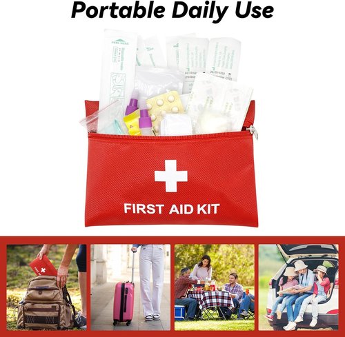 Faylapa Mini Travel First Aid Kit Pouch - 6Pcs Empty Bags for Home, Office, Car & Camping - Blue