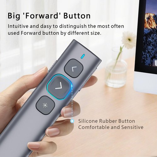 Norwii N95 Presentation Clicker with USB-A&C Receiver, PowerPoint Clicker for Presentation Remote, Rechargeable Wireless Presenter Pointer, Slide Advancer for PC/Laptop/e-Book (Green, USB-AC)