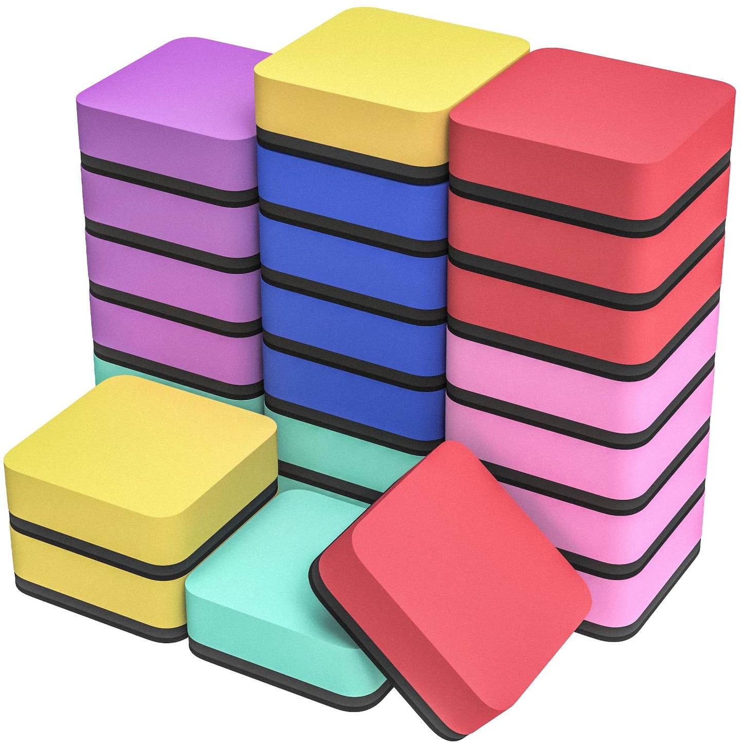 MaxGear Dry Erase Erasers, 24 Pack Magnetic Whiteboard Erasers, 6 Colors