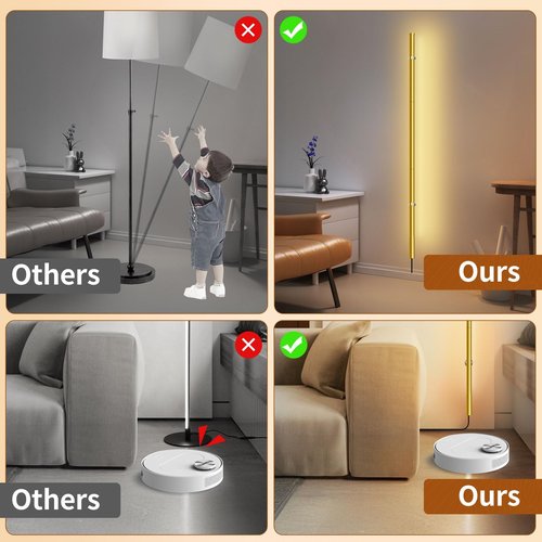 PEESIN 58.2" inch Gold Corner Lamp, Plug in Corner Light with Remote, Minimalist Modern Long Wall Light, Dimmable Living Room Wall Lights, Space-Saving LED CornerLamp for Living Room, 1 Pack