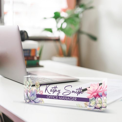 A-Blooming Personalized Desk Name Plate - Custom Acrylic Office Accessory | Unique Gifts for Coworkers & Teachers