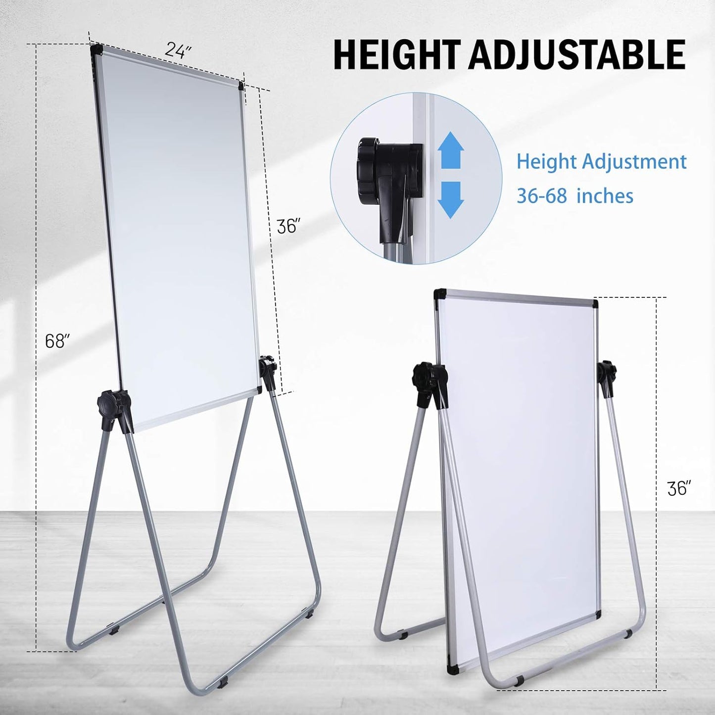 Stand White Board - Double-Sided Magnetic Dry Erase Board | Height Adjustable with Sturdy Aluminum Frame - 36 x 24 Inch