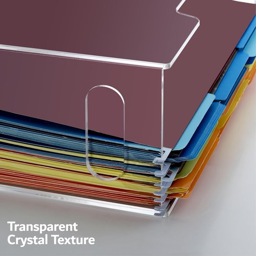 DINGHUO Acrylic File Folder Organizer, Hanging File Organizer Box, File Holder with Handles for Letter Size/A4, Clear File Box Desktop Folder Storage for Office Home Work -1 Pack