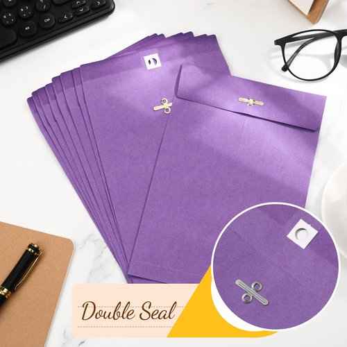 300 Pcs 6 x 9 Manilla Envelopes Clasp Kraft Catalog Envelope with Clasps Closure for Storing Mailing 28 lb Kraft Paper for Office Document Business School(Purple)