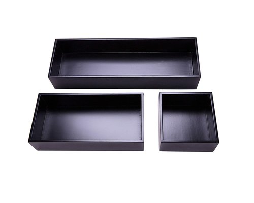 Sansnow Bamboo Drawer Organizer Box for Office Home Black Orgnizer Boxes Office Organizer Boxes, Black 12"*4"