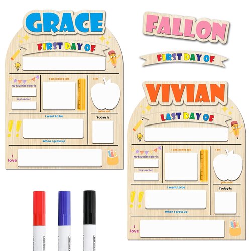Personalized First and Last Day of School Board, Custom Name First Day of School Sign, Last Day of School Sign, Back to School, Signs for Kindergarten & Pre-K (Style 1)