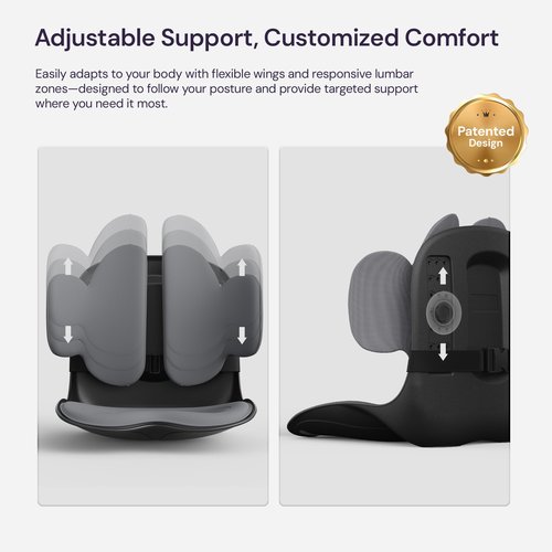 3D Lumbar Support Seat Cushion – Patented Spine Alignment Ergonomic Posture Corrector, Breathable Mesh & EVA Foam, Portable for Home, Office, Meditation, Gaming, Outdoor 16.5" W × 15.7" D