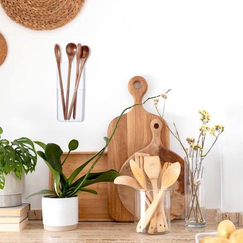 4 Pieces Acrylic Remote Control Holder Clear Wall Mount Media Organizer Single Compartment Pen Holder for Wall Pencil Holder TV Remote Holder Wall Mount Storage Box for File Makeup Marker Brush Phone