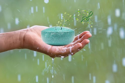 Rain Drum for Outside Garden, 3 Inches 6 Notes Mini Steel Tongue Chakra Chime Waterproof, Educational Musical Toy Instrument (Green)