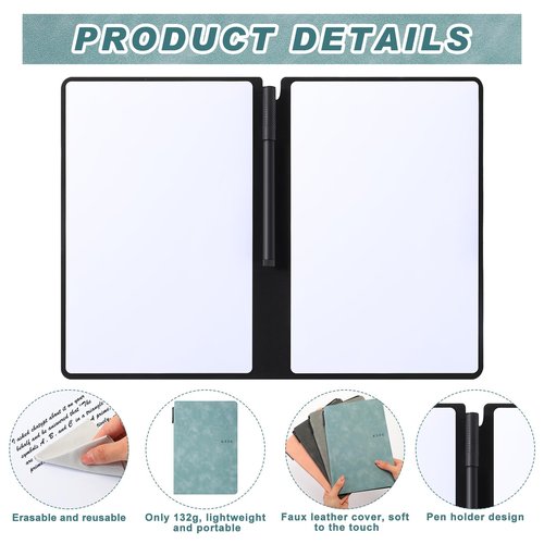 Seajan 12 Pack Whiteboard Notebook Operation Christmas Supplies Portable Dry Erase Notebook 6.5 x 9.5'' Erasable Board with Pen for Business Office Workers Meeting Record Employee Training