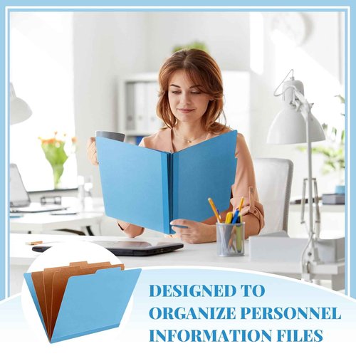 Skyygemm 24 Pcs Classification Folders Letter Size, 3 Divider Pressboard File Folder with Fasteners, Expanding File Organizer Bulk for Teachers, Clergy, Office, Church, Christmas Donations (Blue)