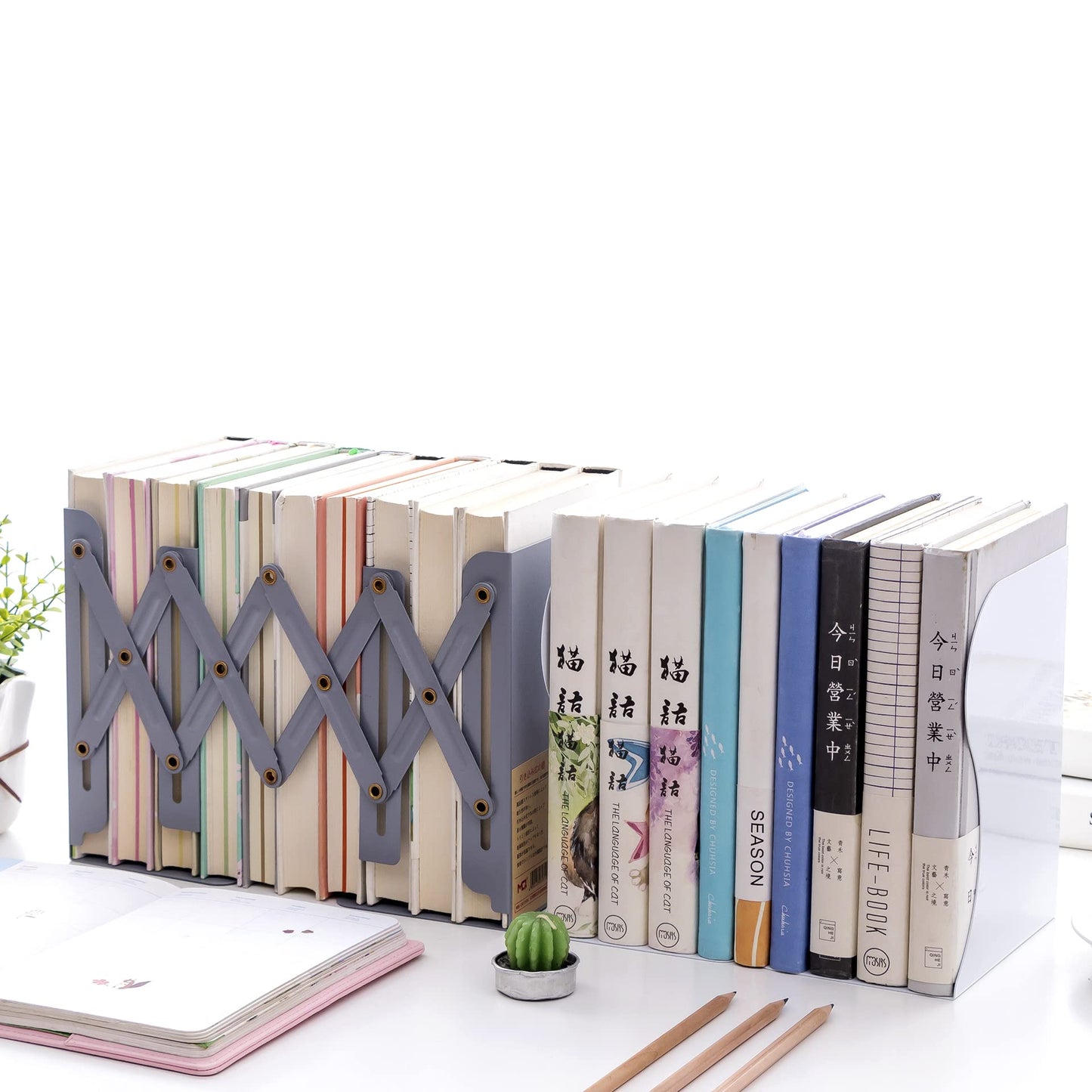 Adjustable Bookends Metal Book Ends for Heavy Book Holder Heavy Duty Bookends Nonskid Bookcase Desktop Book Organizer Binder Holder