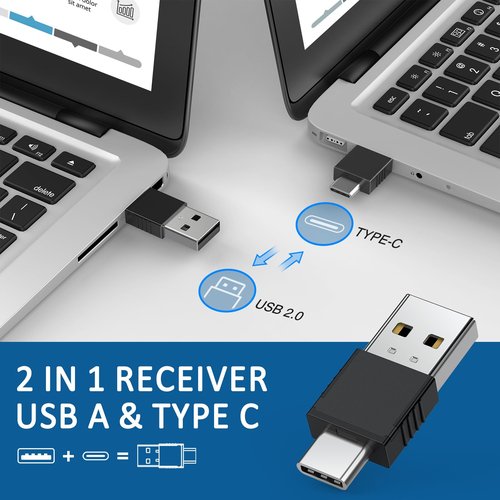 2IN1 Laser Pointer Digital Presentation Clicker on TV Screen w USB Flash Drive, Highlight Clicker for Powerpoint Presentation USB C A for Laptop MacBook Computer, PPT Clicker for Office Classroom