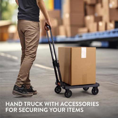 Navaris Folding Sack Truck | 50 kg Load Capacity - Rubber Wheels & Rain Cover - Portable Trolley