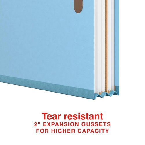 Staples Heavy Duty Pressboard Classification Folder, 1-Divider, 2" Expansion, Letter Size, Light Blue, 10/Pack (ST62740)
