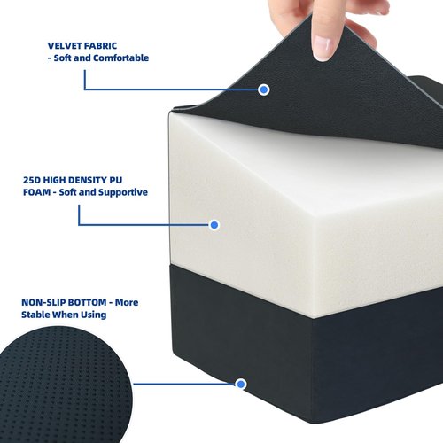 Adjustable Foot Rest for Under Desk at Work - 3-in-1 Ergonomic Foot Stool with Zipper Connection, 6.3"/11.8"/16" Height Adjustable for Office, Home & Gaming (Black)