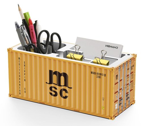 Yixoo Desk Organizer, Pen Pencil Holder, Business Name Cards Holder, Shipping Container Model Storage Box, Secret Storage Box with Multiple Compartments Office Supplies Multi-function (MSC)