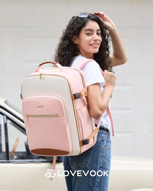 LOVEVOOK Large Travel Backpack - 40L Waterproof Carry-On for Airplanes | Fits 17" Laptop & Includes 3 Packing Cubes
