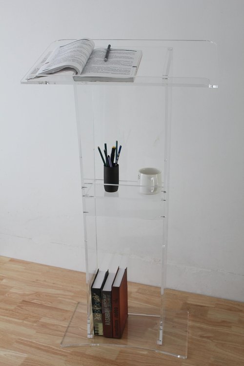 EastSideHX Portable Lectern Podium Stand with Storage Shelf,Acrylic Clear Pulpits for Speeches, Churches, Classrooms, Meeting Rooms,Wedding Ceremony Platforms and Exhibition Rooms
