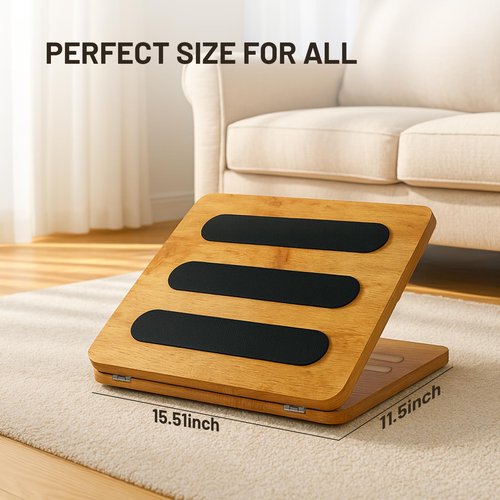Kunffiyso Foot Rest for Under Desk at Work - Wooden Adjustable Office Footrest with Foam Cushion Pad, 4 Heights & Ergonomic Anti-Slip Design for Home & Office (Natural)
