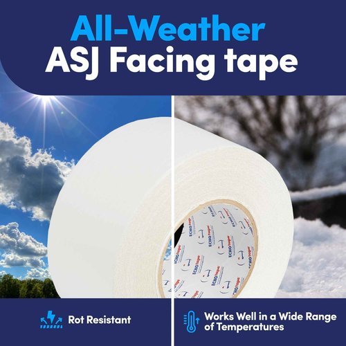 ECHOtape FS-J7744 | All Weather ASJ Kraft Insulation Facing Tape | Insulation Seaming, Sealing, Repair Tape | High Performance Adhesive | White ASJ Kraft Tape | Contractors Tape | 2.83 in x 50 yds