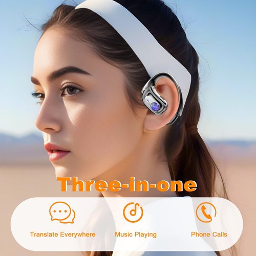 AI Language Translator Earbuds, 144 Languages Translation Earbuds Real Time, OWS Translating Earbuds Headphones Translation Device for iPhone and Android Travel Business Learning 12