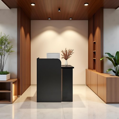MINGRUIYU Wood Reception Desk, Modern Front Desk Reception Counter, for Restaurant Bar Counter, Company, Barbe