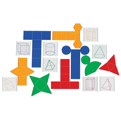 Learning Resources Folding Geometric Shapes Bundle, Math Class Accessories, 3-D and 2-D Concepts, Measurement, Area, Volume and Surface Area, 16 Pieces, Grades 2+, Ages 7+