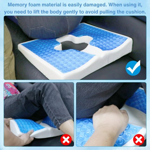 TITA-DONG Anti Bedsore Cushion, Breathe Freely Fiber Material Bedsore Cushions for Butt, T Shaped Opening Triangular Slope Design Anti Decubitus Cushion for Elderly, Bedridden, Disabled (Blue)