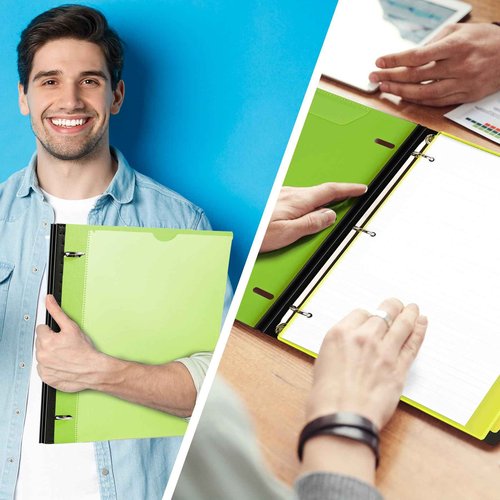 MAKHISTORY Telescoping 3 Ring Binder-12PCS, Flexible Binder with Customized Front Cover+Clear Catalog Pocket+3 Round Rings, Flat Writing Binder, 4 Bright Colors