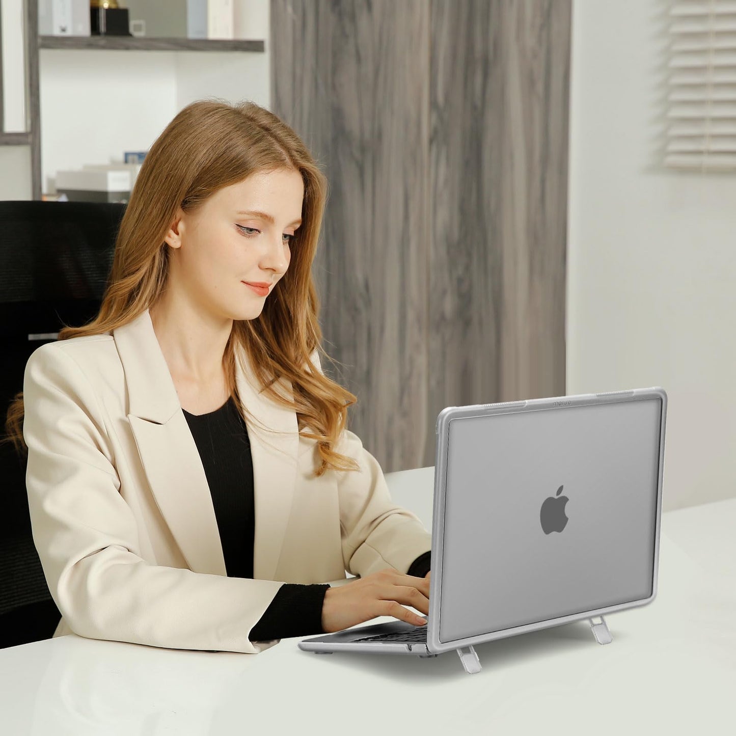 MOSISO Shock-Absorbing Cover Compatible with MacBook Air 13 inch Case 2026-2022 M5 A3449 M4 A3240 M3 A3113 M2 A2681, 4 in 1 Kit Anti-Crack Hard Shell with Kickstand for MacBook Air 13.6, Matte Clear