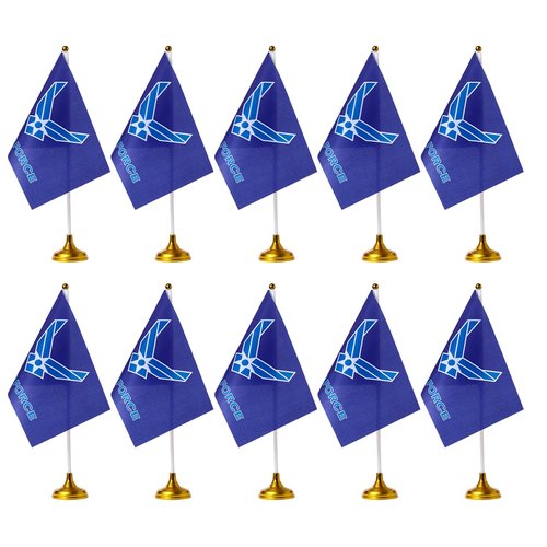 WXTWK 12 Pack American USA Air Force Wings Desk Flag Small Mini US Military Table Flags With Stand Base,United States Army Festival Events Celebration Decorations
