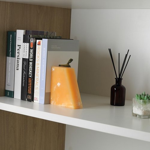 Koville Natural Mexico Onyx Bookends for Shelves, Large Bookends for Heavy Books, Non-Slip Heavy Duty Book Stopper for CD/Movies, Aesthetic Decorative Book Ends for Bookshelf Table Home Decor(Yellow)