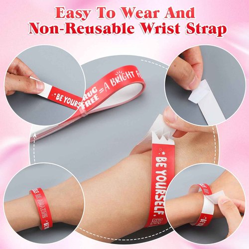 Fuyoooo 2400 Pcs Red Ribbon Week Wristbands Bulk - Drug Free Red Ribbon Week Paper Bracelets Inspirational Awareness Supplies for Anti-Drugs Campaigns, Awareness Events