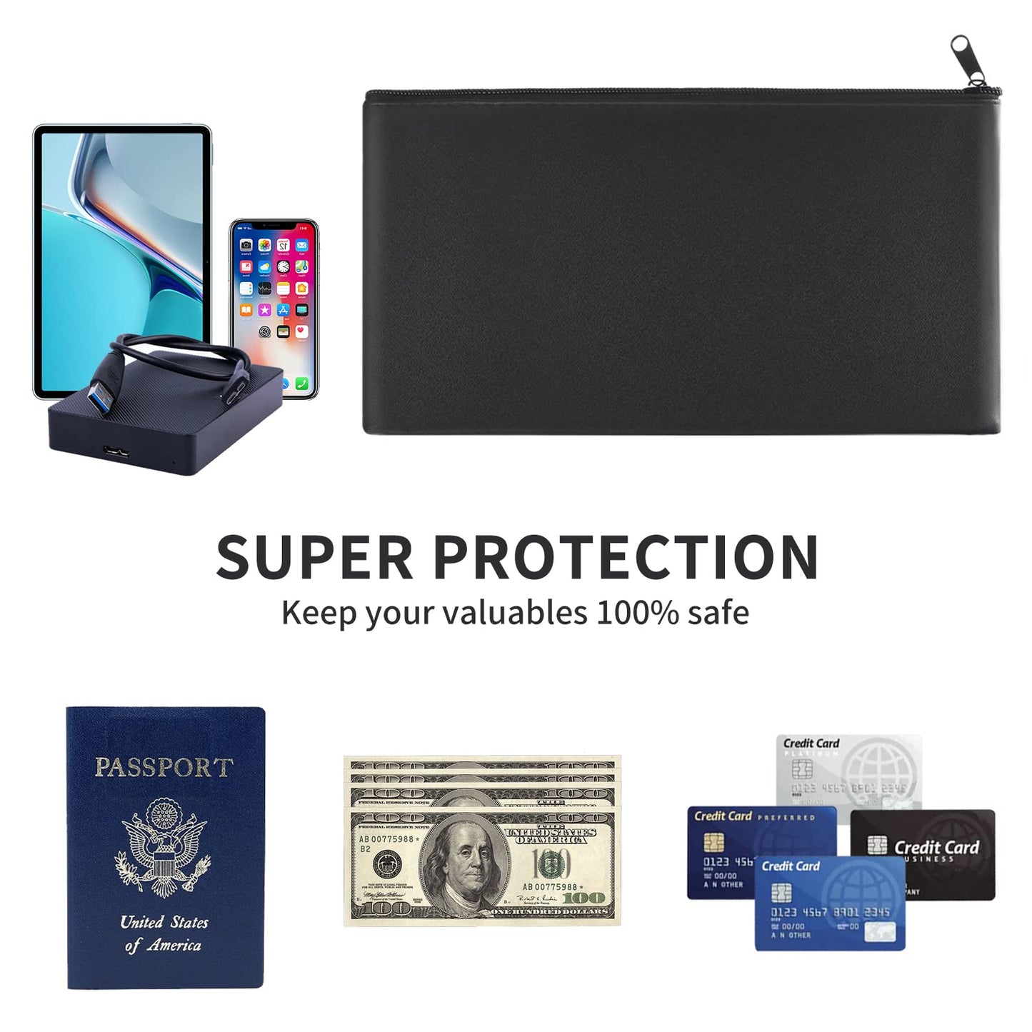 HOMESAN Cash Bags with Zipper, Money Bag,Cash Bag,Money bags with zipper for cashBank Bag - 11x6.1 Inch, 2 Pieces