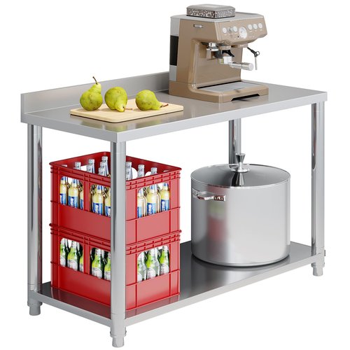 YeTrini Stainless Steel Table for Prep & Work 19 x 39 Inches, Heavy Duty Commercial Kitchen Prep Table with Undershelf and Backsplash for Restaurant, Home, Hotel, Garage and Workshop