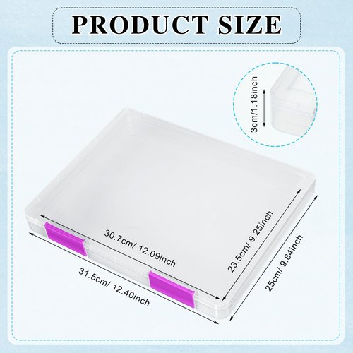 PerKoop 6 Pcs Clear A4 File Box Document Plastic Storage Box Paper Plastic Case Board Game Storage Containers Magazine Protector File Holder with Buckle (Colorful,12.4 x 9.84 x 1.18 Inches)