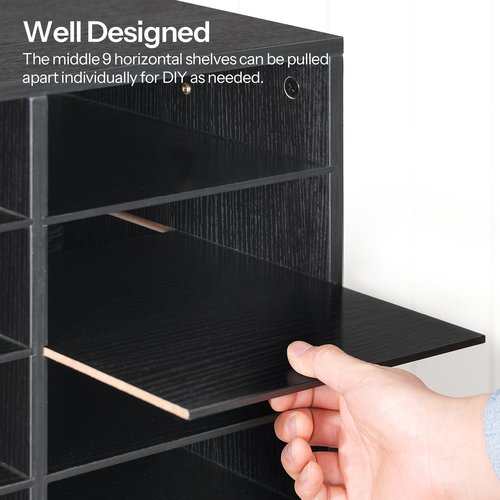 HOOBRO Countertop Mail Sorter, Wooden Literature Organizer, Student Mailbox for Classroom, Desktop Organizer for Office Home School, 12 Compartments Black BK43WF01