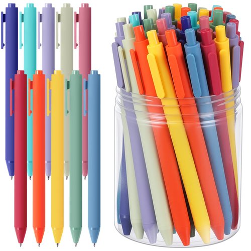 Crtiin 50 Pcs Gel Ink Pens Bulk Black Ink, Smooth Writing Cute Colorful Pens for Back to School First Day of School Teacher Student Server Office Supplies Staff Party Favor Gifts(Rainbow Colors)