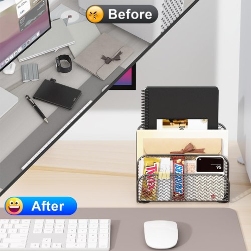 Gianotter 4-Tier Paper Organizer - Stylish Mail Organizer for Countertop Use | Black Finish