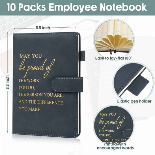 Roowest 10 Pcs Employees Appreciation Gifts Motivational A5 Leather Journal Notepad for Coworker Dsp Week Medical Assistant Leadership Teacher Thank You Gift(Morandi Colors,Inspirational)