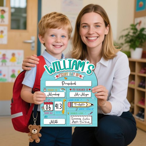 Custom First & Last Day Of School Signs Personalized Wooden Reusable School Signs with Name, Back to School Gift Preschool 1st Day of Kindergarten