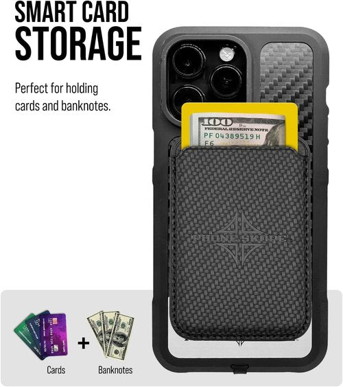 Phone Skope Leather Wallet - Magnetic Card Holder for Cell Phones | Secure & Convenient | Fits Carbon Pro Case Black