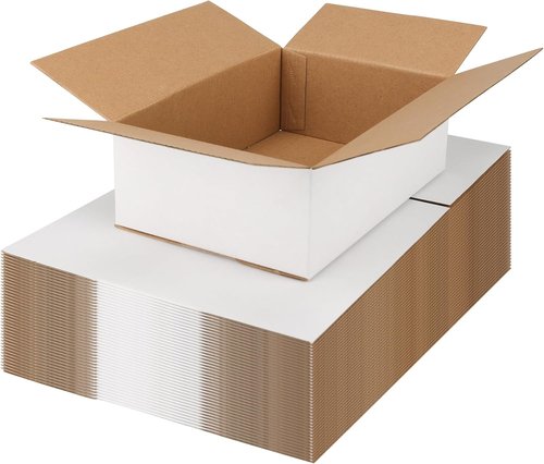 EXYGLO 40-Pack Shipping Boxes - 9x6x3 White Corrugated Cardboard for Packaging & Moving